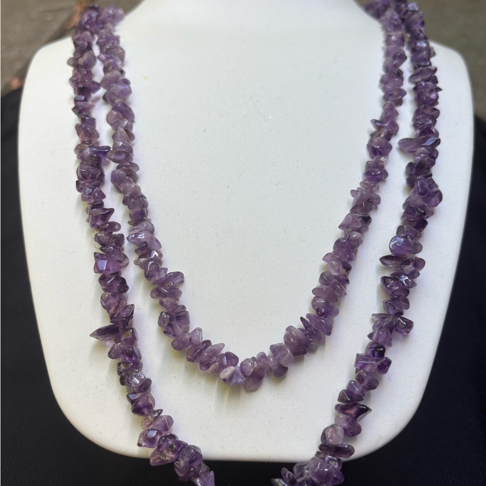 Purple Amethyst Chip Necklace set of 2